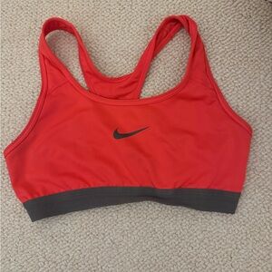 Nike Women's Vibrant Red Sports Bra with Gray Band